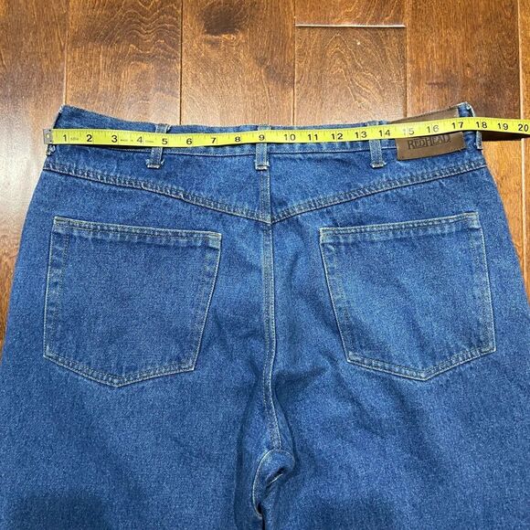 Redhead Vintage Outdoors Hunting Denim Blue Jeans With Tan Chaps Men's 36 x 32 - Picture 7 of 10